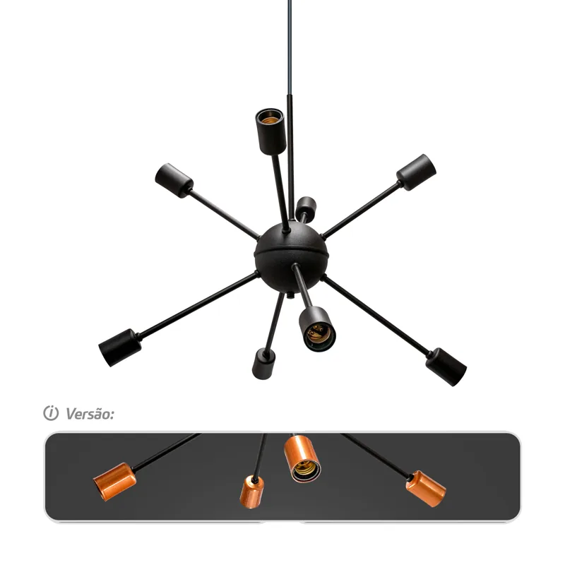 Lustre Pendente Átomo para 8 Lâmpadas