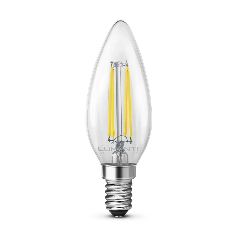 Lâmpada Clear LED Filamento Vela E14 | 4W