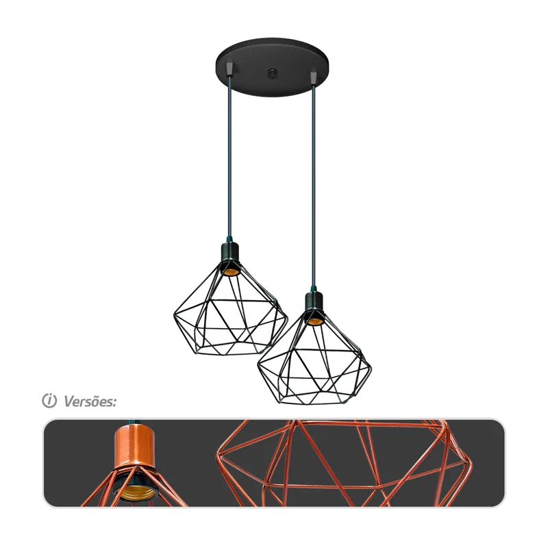 Pendente Aramado Diamante Duplo | AUTOVOLT