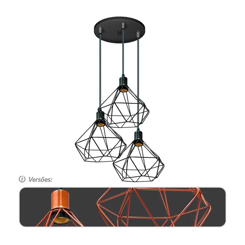 Pendente Aramado Diamante Triplo | AUTOVOLT
