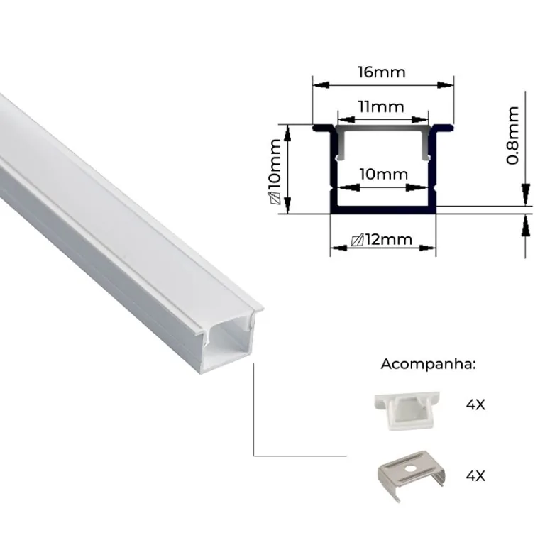 Perfil de Embutir AXIS 16X10MM